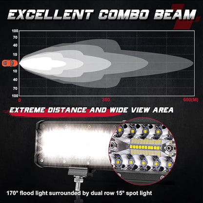 LED Pods, OFFROADTOWN 2pcs 6inch 240W LED Light Bar Off Road Driving Lights LED Work Light Spot Flood Combo Fog Light Waterproof Cubes for Truck Boat Pickup UTV ATV Marine Motorcycle
