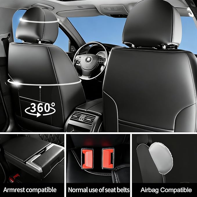 Car Seat Covers Compatible with Hyundai Venue 2020-2025 2026 - Waterproof & Breathable Luxury Leather All-Weather Seat Cushions Protectors, Airbag Compatible, Only 2 Front seat Covers (Red)