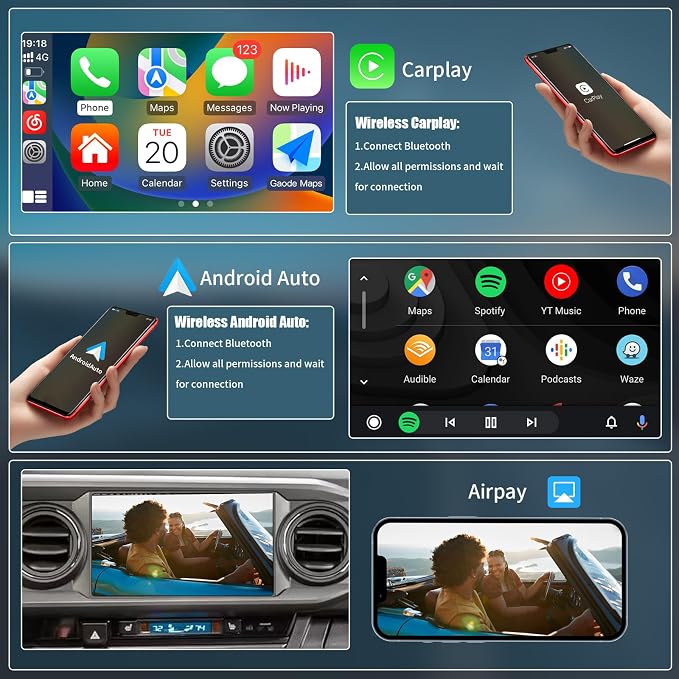 Wireless Carplay/Android Auto Adapter for Toyota with Entune2.0 & Touch2 2014-2019 New Version Retrofit Kit Decoder Fits for Tundra/Highlander/RAV4/Tacoma/Camry/Corolla/Avalon/Prius/CH-R/Sienna/Camry