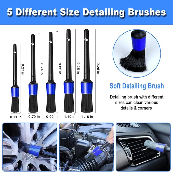 10Pcs Wheel Brush Kit for Cleaning Wheel and Tire, Wheel and Rim Brush, Car Detailing Brushes, Tire Brush, Bendable & Durable Car Wheel Rim Cleaner Brush Set,Car Cleaning Brush Supplies Kit