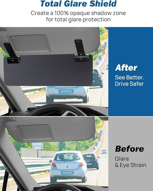 JOYTUTUS Sun Visor Extender for Cars, Sun Visor Extension Universal Sun Blocker UV400, Adjustable Visor Extension for Car Visor,Double-Clip,Anti Glare Stray Light