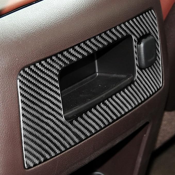 Real Premium Carbon Fiber Fit for Chevy Silverado/GMC Sierra 1500 2014-2018 for 2500/3500HD 2015-2019 Car Rear Center Console Storage Box Trim Decals Sticker Auto Interior Accessories Cover Black