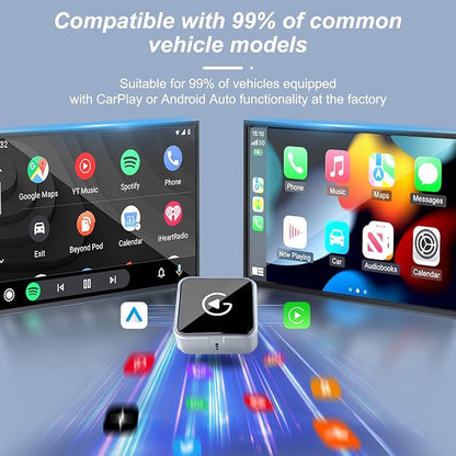 Wireless CarPlay Adapter, 2026 Upgraded Wired to Wireless for Apple CarPlay & Android Auto, USB-C/Type-C, Car Play Adapter, Plug and Play, Stable Connection & No Latency (Silver)