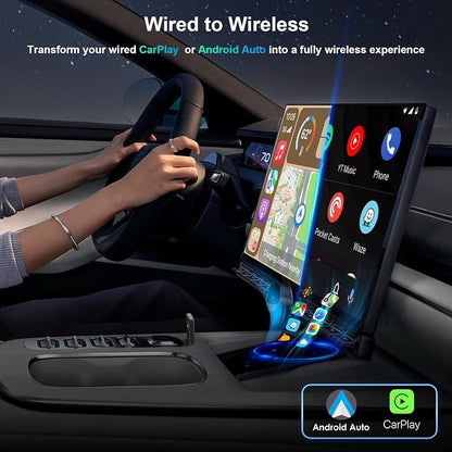 Wireless carplay Adapter for iPhone, for Apple carplay Wireless Adapter, for Android Auto Wireless Adapter, 2 in 1 Auto Wireless CarPlay Dongle, Plug & Play, for iPhone iOS 10+/ Android 11+