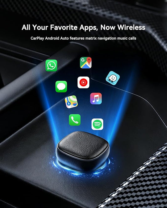 Spedal Wireless CarPlay Adapter for iPhone & Android Auto, Convert Wired to Wireless, One-Click Switch Between 2 Phones, WiFi 6 & Bluetooth 5.4, Plug and Play for Factory Wired CarPlay Cars 2016+