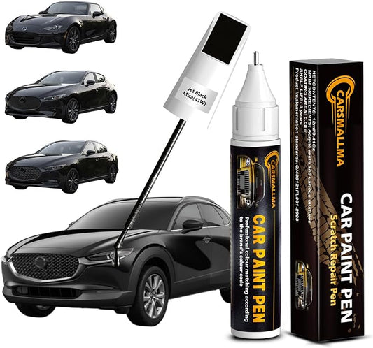 41W Jet Black Mica Car Touch Up Paint for Mazda, Color Accurate Car Paint Scratch Repair Pen Kit Quick & Easy Fix Vehicle Chips and Automotive Nicks Scuff