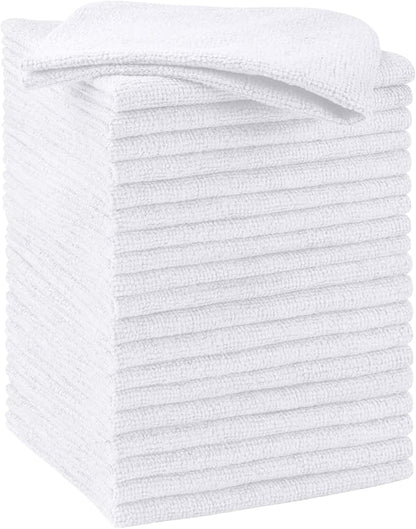 HOMEXCEL White Microfiber Cleaning Cloths, 20 Pack Cleaning Rags - Lint Free & Scratch-Free Microfiber Towels for Cars, House & Kitchen, Absorbent Cleaning Towels, 11.5 x 11.5 Inch