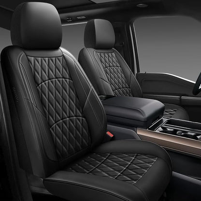 NS YOLO Leather Car Seat Covers,Universal Fit for Most Cars,SUVs and Sedans,Waterproof Luxury Leatherette Cushions, 5 Seats Protectors (Black, Full Set-5 Seats(Front and Rear))