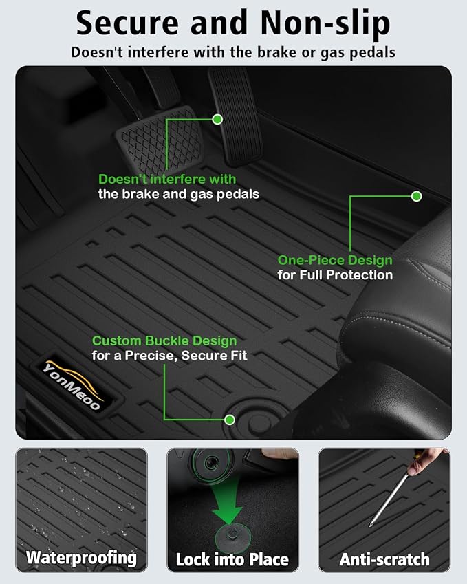 Floor Mats for 2004-2008 Ford F-150 SuperCrew Cab & for Lincoln Mark LT Crew Cab 2006-2008 All Weather TPE Floor Liners Custom Fit for 2008 F-150 1st & 2nd Row Anti-Slip Full Set Car Mats