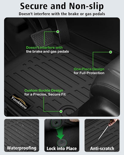 Floor Mats for 2004-2008 Ford F-150 SuperCrew Cab & for Lincoln Mark LT Crew Cab 2006-2008 All Weather TPE Floor Liners Custom Fit for 2008 F-150 1st & 2nd Row Anti-Slip Full Set Car Mats