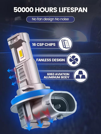 H11 Bulbs, H8 H9 Fog Light, 30000LM 6500K Super Bright, Fanless Mini Size, Plug and Play, Pack of 2