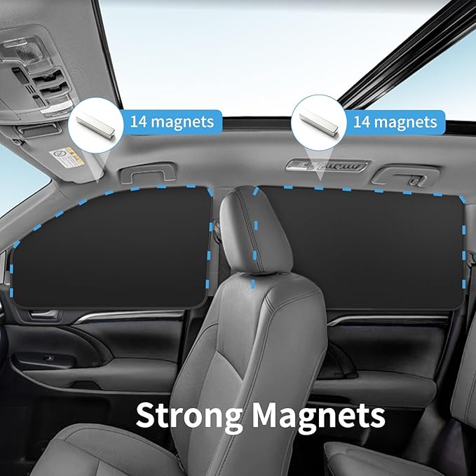 Car Window Sun Shades Curtains - Magnetic Privacy Curtains Side Window Sun Shades 100% Block Light Car Window Covers with Cooler Feeling (dexterous, 4pcs)