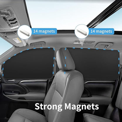 Car Window Sun Shades Curtains - Magnetic Privacy Curtains Side Window Sun Shades 100% Block Light Car Window Covers with Cooler Feeling (dexterous, 4pcs)