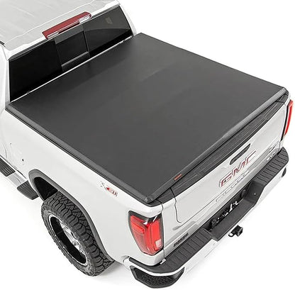 Rough Country Soft Tri-Fold Tonneau Cover for Chevy Silverado & GMC Sierra 1500 (2019-2026) – Weather-Resistant Truck Bed Cover