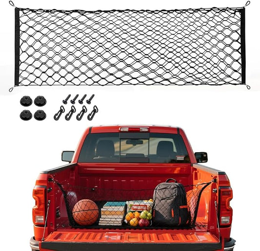 Cargo Net for 2005-2025 Toyota Tacoma Accessories, 40" x 16" Truck Bed Organizer, Envelope Style Cargo Netting for Pickup Truck Bed