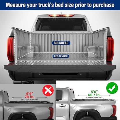 FRP Hard Folding Truck Bed Tonneau Cover Compatible with 2007-2021 Toyota Tundra 5' 6" Bed (66.7"), Tri Fold Style