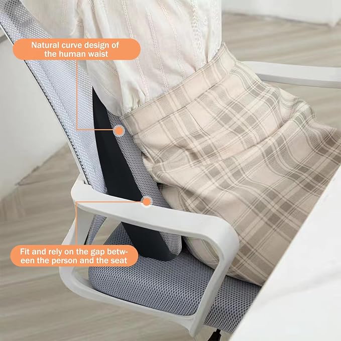 Super Comfy Lumbar Pillow, Lumbar Support Pillow for Back Pain Relief with Adjustable Strap, 100% Memory Foam & Breathable Removable Cover, Ergonomic Design - Softness Back Support Pillow(Gray)