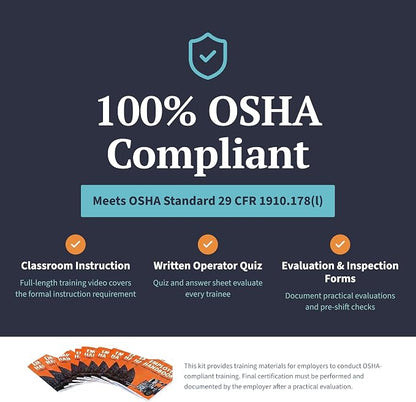 Forklift Operator Safety Compliance Kit - 100% OSHA Compliant Forklift Training - Includes Video, Quiz, Trainee Handbooks, & More