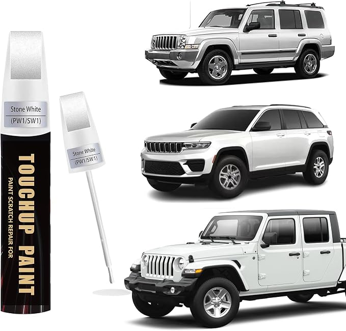 Stone White(PW1/SW1) Car Paint Touch Up Pen Compatible with JEEP, 2-In-1 Color Accurate Touch Up Car Scratch Repair Paint Match JEEP Series Automotive Scratch Remover for Nicks & Chips Repair