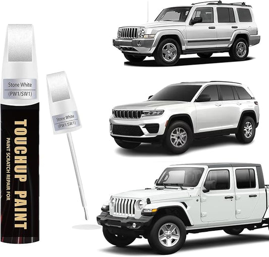 Stone White(PW1/SW1) Car Paint Touch Up Pen Compatible with JEEP, 2-In-1 Color Accurate Touch Up Car Scratch Repair Paint Match JEEP Series Automotive Scratch Remover for Nicks & Chips Repair