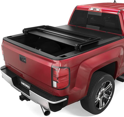 OEDRO Soft Tri-Fold Truck Bed Tonneau Cover Fits for Chevy Silverado 1500 / GMC Sierra 1500 (2019 Legacy/Limited ONLY) 2014-2019; Fits for Silverado Sierra 2500 3500 HD 2015-2019, 6.6 ft Bed