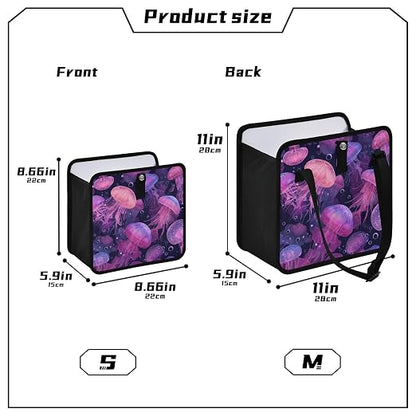 Car Trash Can Organizer Bin with Adjustable Strap for Back Front Seat Console Waterproof Leakproof Collapsible Portable 8.66 Inch Jellyfishes and Bubbles Pink