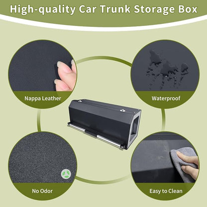 Car Trunk Organizer for 2021-2023 Tesla Model 3, Leather Sturdy Car Storage Organizer Trunk Organizer for Suv with Lid and Push-pull Handle (Black, 30.7 * 11.4 * 12.2in)