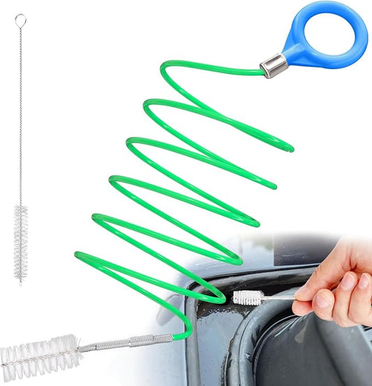 Auto Sunroof Cleaning Tool, 78 Inch Long Flexible Pipe Brush, Tube Cleaner Brush with 1 PC 7.9 Inch Drain Brush, Slim Drain Dredging Brush Perfect for Car Sunroof, Windshield Wiper Drain Hole