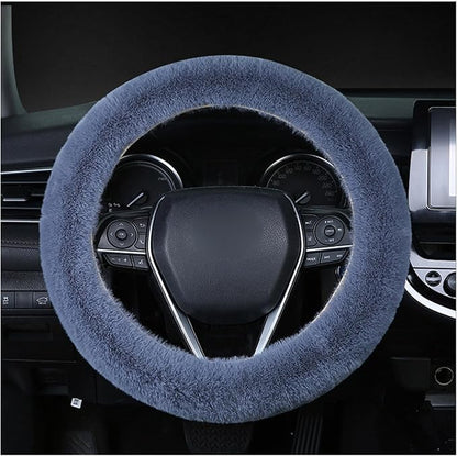 Ziciner Fuzzy Steering Wheel Cover, 15 inch Soft Wool Fur Steering Wheel Protector, Fluffy Wheel Covers for Winter Warm, Car Interior Decoration Accessories for Women Men (Grey)