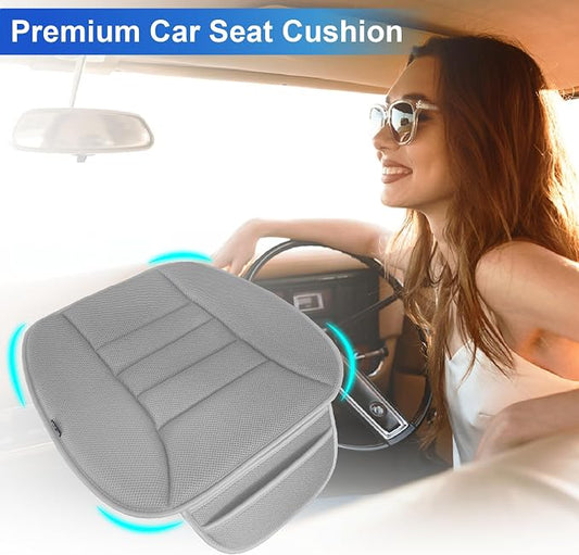 Lofty Aim Premium Car Seat Cushion, Driver Cushion with Comfort Memory Foam & Non-Slip Rubber Bottom, Car Seat Pad Works with 95% of Vehicles and Office Chair or Home - 4D Gray