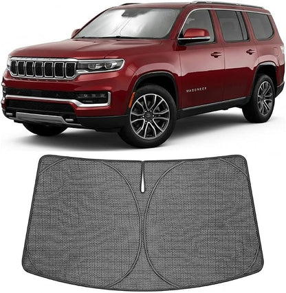 Proadsy Windshield Sun Shade Custom Fit Jeep Wagoneer 2022-2026 Ice Crystal Black Front Window Sunshade UV and Heat Blocker Foldable Visor Keeps Car Cooler for Summer Parking and Daily Use
