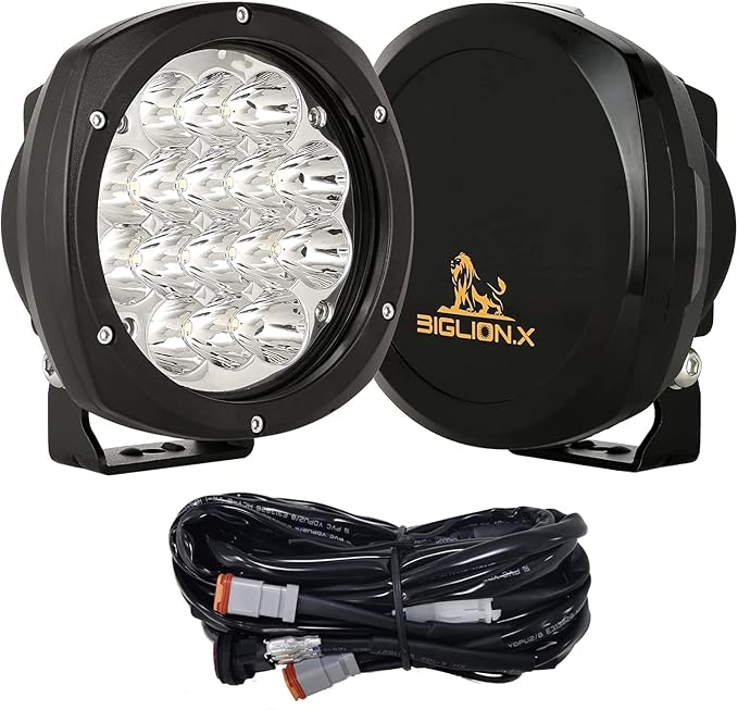 BIGLION.X 5Inch 160W Round Led Driving Lights Off Road Spot Lights Offroad Driving Light Bar 18800LM with Wiring Harness Waterproof IP69K 12V 24V for Pickup Trucks ATV UTV SUV