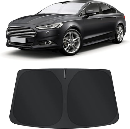 TINGLU Sun Shade for Ford Fusion 2013-2021 Accessories Windshield Sun Shade Window Shade UV Rays Protection Sun Visor Cover with Steering Wheel Sunshade Storage Bag