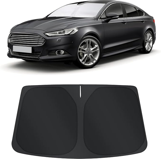 TINGLU Sun Shade for Ford Fusion 2013-2021 Accessories Windshield Sun Shade Window Shade UV Rays Protection Sun Visor Cover with Steering Wheel Sunshade Storage Bag