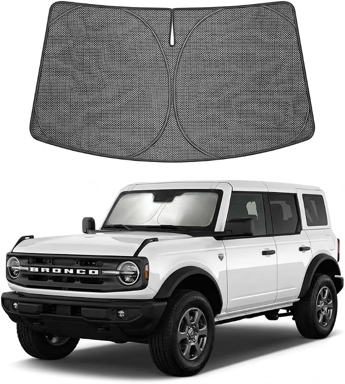 Proadsy Windshield Sun Shade Custom Fit Ford Bronco 2021-2026 Ice Crystal Black Front Window Sunshade UV and Heat Blocker Foldable Visor Keeps Car Cooler for Summer Parking and Daily Use