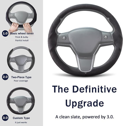 Steering Wheel Cover for Tesla Model 3(2017-2023) Model Y(2020-2024), Steering Wheel Accessories for Tesla Model 3/ Y