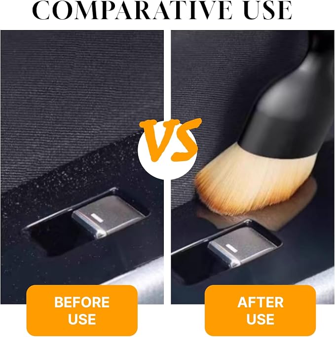 4Pcs Car Detailing Brush Set,Soft Bristle Car Cleaning Brush with Curved Design, Auto Interior Dusting Brush with Protective Cover for Deep Cleaning