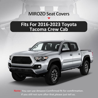 MIROZO Toyota Tacoma Seat Covers Full Set,Leather Car Seat Covers Waterproof Truck Seat Covers Fits for 2016-2023 Toyota Tacoma Crew Cab,Front & Rear Seat Cover Set (Black and Red, Full Set)