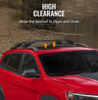 Lockable Roof Rack Cross Bars Compatible with Jeep Cherokee 2014-2023, Aluminum Car Cross Bar for Rooftop Cargo Carrier Bag Basket Luggage Kayak Canoe Bike Snowboard Skiboard (Not for JGC)