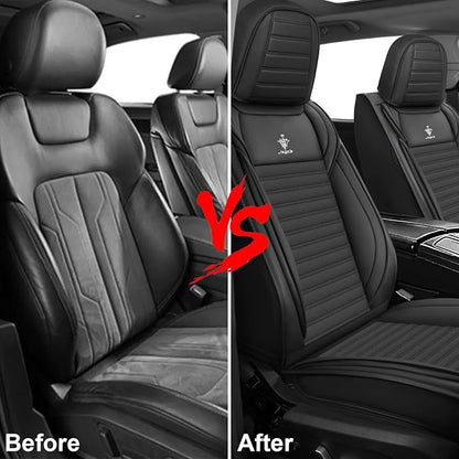 Seat Covers Full Set Fit for Nissan Rogue 2015-2026, Breathable and Comfortable Leather Car Seat Cover, Standard Waterproof Cushion Cover Auto Interior Accessories (Black)