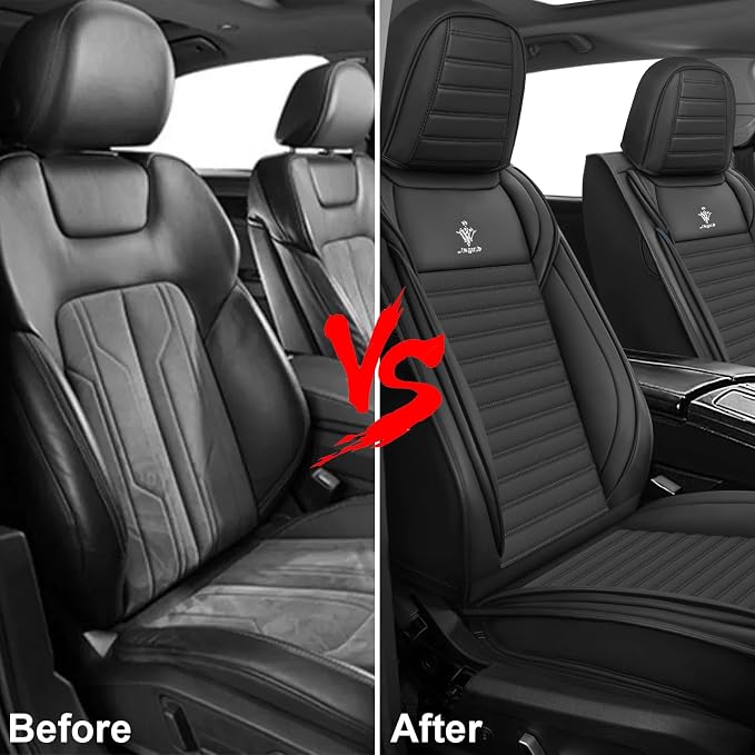 Seat Covers Fit for Nissan Rogue 2015-2026, Breathable and Comfortable Leather Car Seat Cover, Standard Waterproof Cushion Cover Auto Interior Accessories (Black)