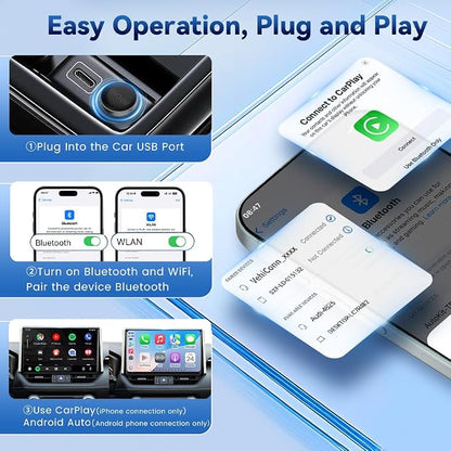 CarlinKit MINI Ultra 3 Wireless CarPlay Adapter - for with OEM Wired Cars - The Smallest Looks - The Simplest to use - Convert Wired to Wireless