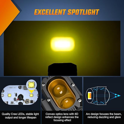 Nilight LED Pod Light 48W 4 Inch 2 PCS Yellow Spot Beam Driving Lights LED Pods IP67 Waterproof Auxiliary Offroad Lighting for Truck Tractor SUV ATV UTV Golf Cart Boat Motorcycle Dirt Bike