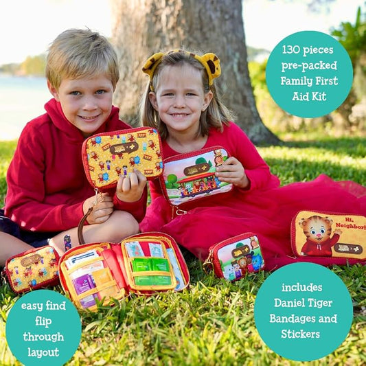 KeepGoing Daniel Tiger’s Travel First Aid Kit for Kids – 130 Pc. for Car, Home, Purse, Diaper Bag & Backpack with Latex-Free Bandages - Mini First Aid Kit Travel Size TSA-Approved