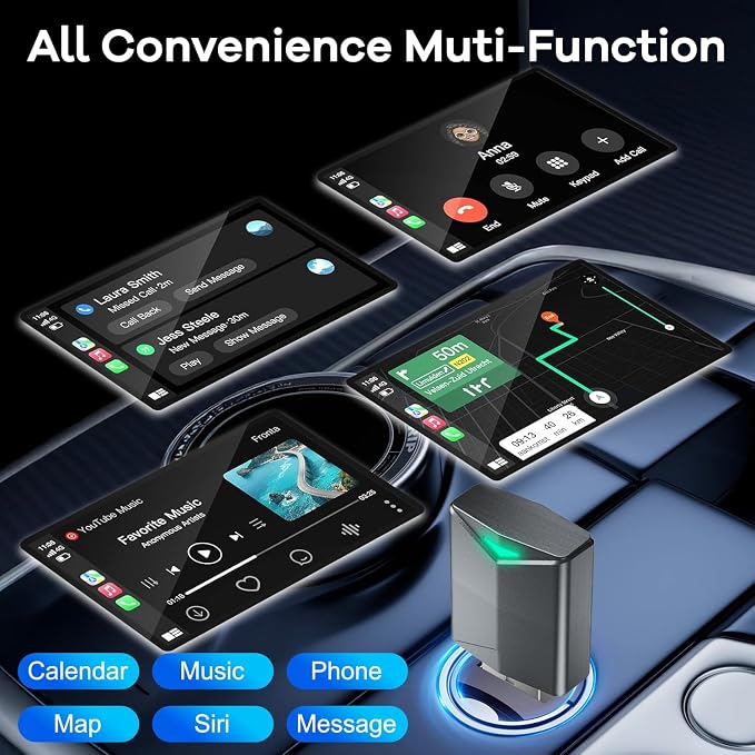 Wireless CarPlay Adapter, Mini Size Apple Carplay Wireless Adapter Plug and Play for Cars with Built-in CarPlay and iOS 10+