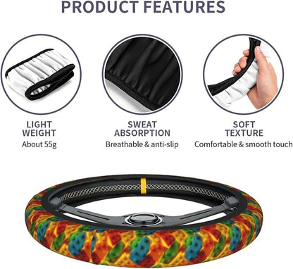 Building Blocks Steering Wheel Covers Non Slip Neoprene Universal 15 Inch Steering Wheel Protector Car Cover for Men Women