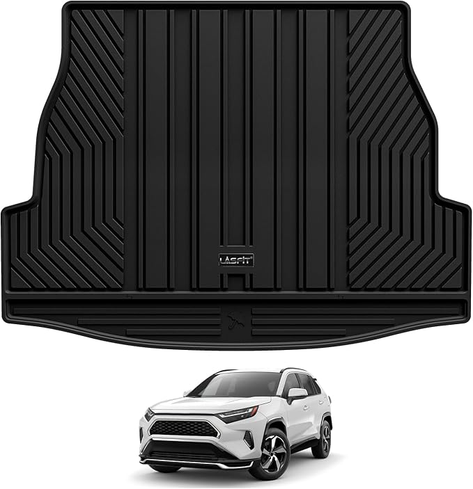 LASFIT Cargo Trunk Mat for Toyota RAV4 2025 2024 2023 2022 2021 2020 2019 (Include Hybrid) All Weather TPE Rear Trunk Cargo Liner Custom Fit Waterproof RAV 4 Cargo Tray Accessories, Black