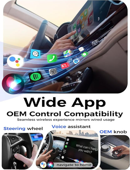 Wireless CarPlay Adapter & Wireless Android Auto Adapter, 2 in 1 Car Dongle with WiFi 6 & Bluetooth 5.4, 3s Auto-Connect, Metal Housing for Better Cooling, Includes USB-C Adapter, Fits 1000+ Vehicles