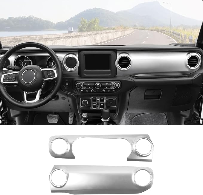 RT-TCZ Center Console Trim Cover Dashboard Control Panel Cover Decorative Interior Accessories for Jeep Wrangler JL JLU & Gladiator JT 2018-2023,Silver