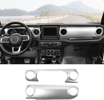RT-TCZ Center Console Trim Cover Dashboard Control Panel Cover Decorative Interior Accessories for Jeep Wrangler JL JLU & Gladiator JT 2018-2023,Silver